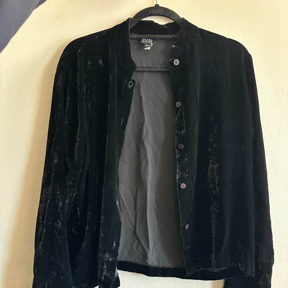 Eileen Fisher Black Velvet Cardigan